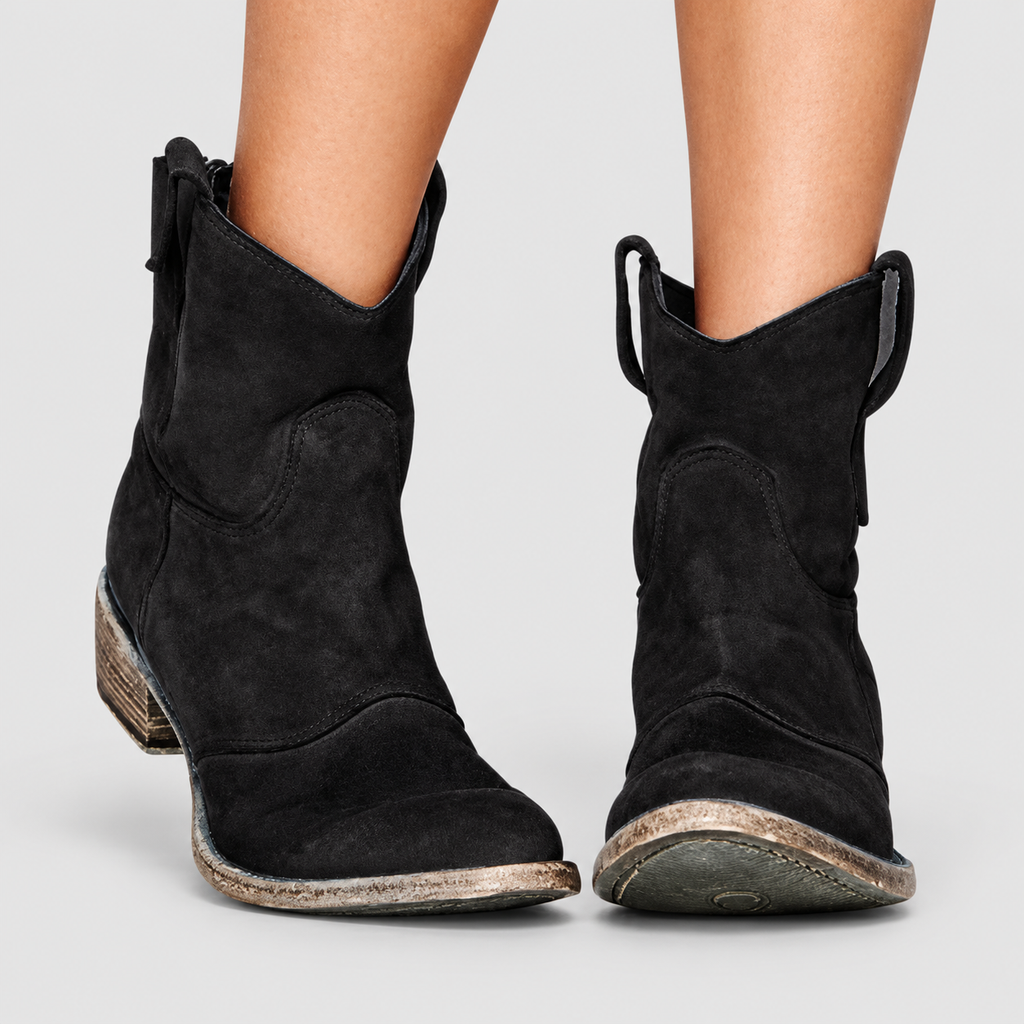 Women's Suede-Look Ankle Boots in Black — view 3