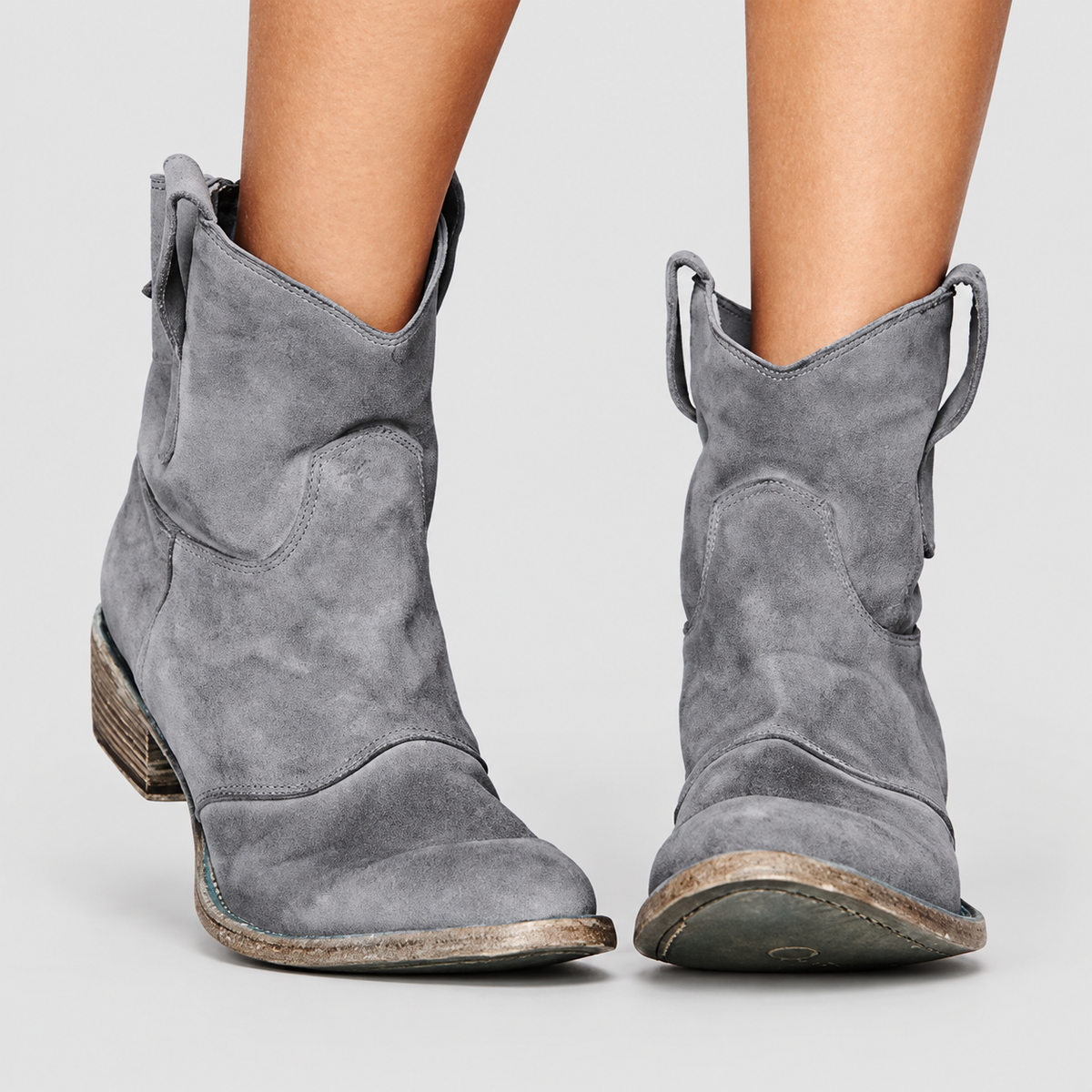 Women's Suede-Look Ankle Boots in Grey — view 6