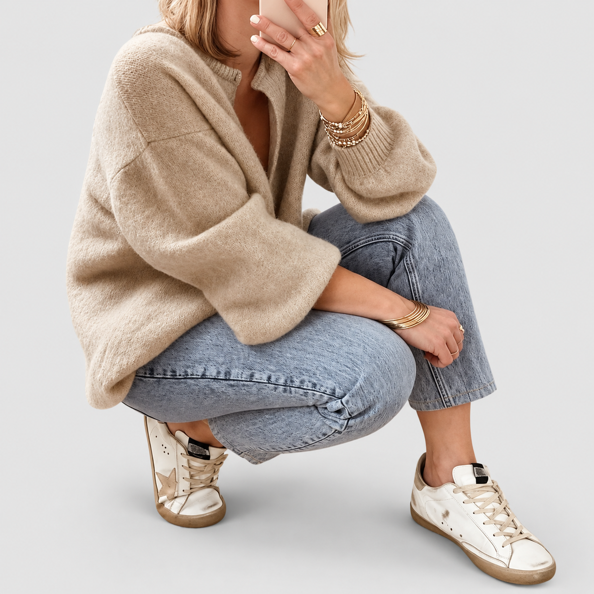 Women's Oversized Fluffy Knit Button-Front Cardigan — view 3