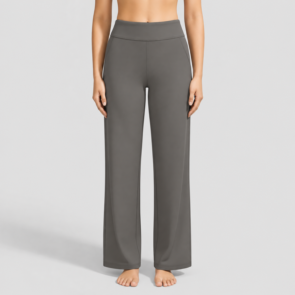 Women's Wide-Leg Stretch Trousers in Taupe — view 1