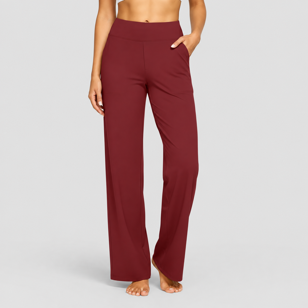 Women's Wide-Leg Stretch Trousers in Red — view 13
