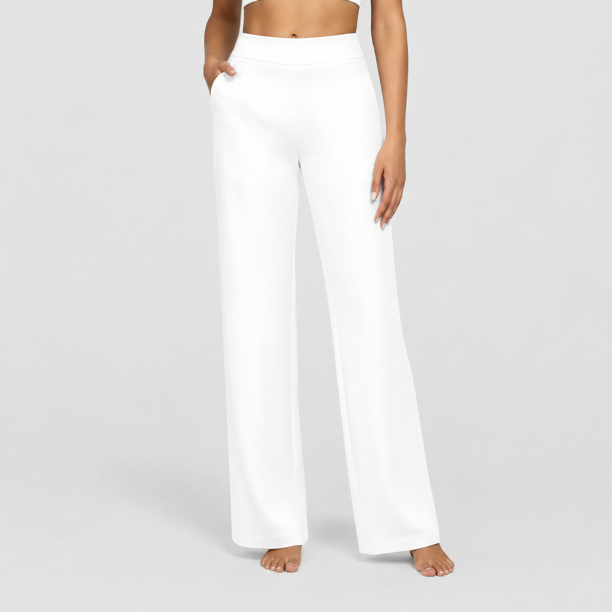 Women's Wide-Leg Stretch Trousers in White — view 21