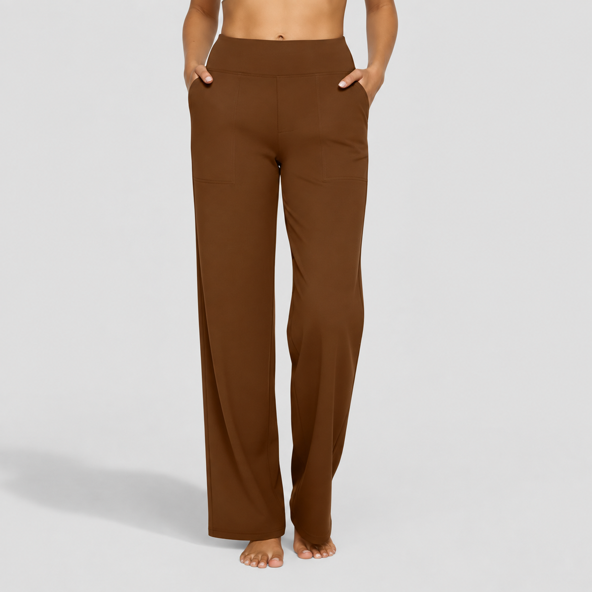 Women's Wide-Leg Stretch Trousers in Brown — view 22