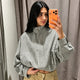 Glenna | Women's Check Bomber Jacket with Zip and Ribbed Trim