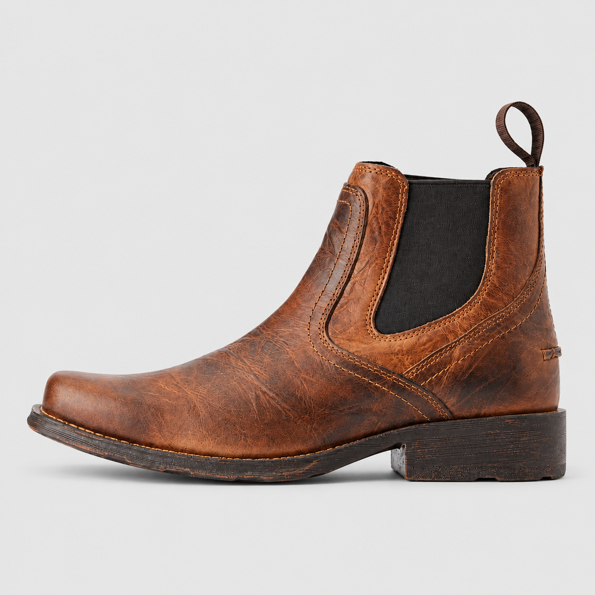 Men's Distressed Chelsea Ankle Boots in Brown — view 1