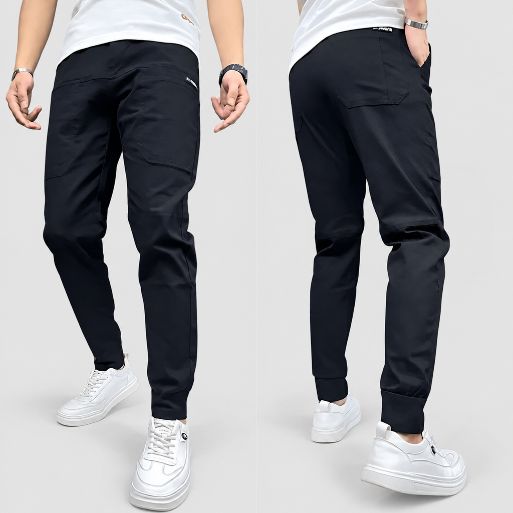 Men's Stretch Cargo Trousers in Black — view 1