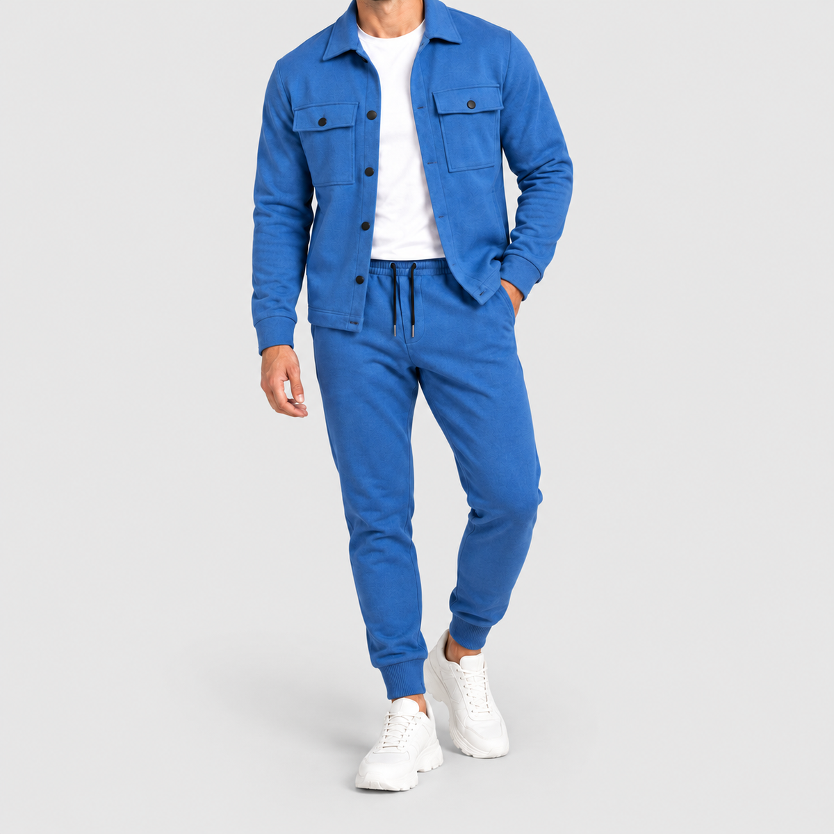 Men's Two-Piece Shacket and Jogger Set in Navy — view 5