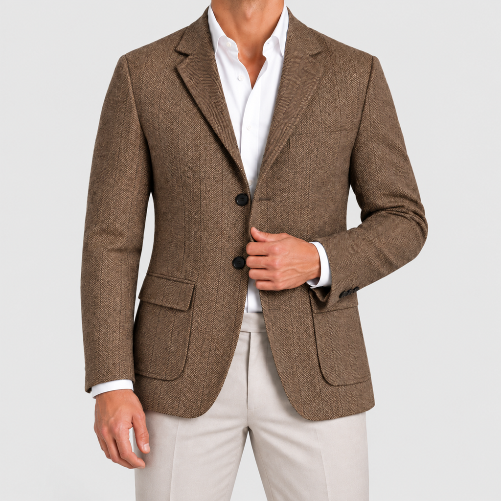 Men's Herringbone Blazer with Notch Lapels — view 3