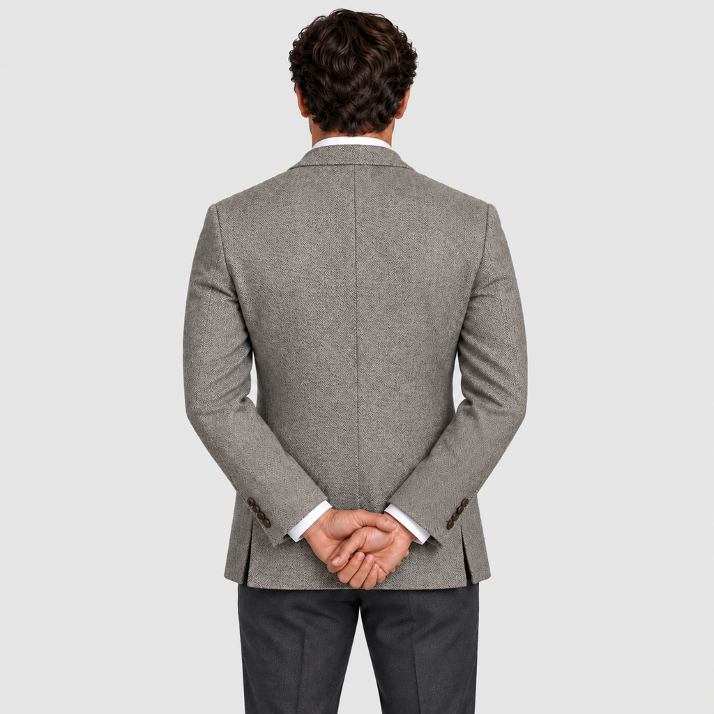 Men's Herringbone Blazer with Notch Lapels — view 5