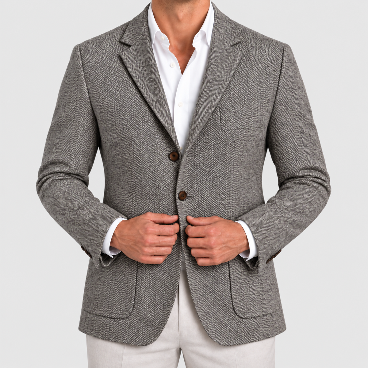 Men's Herringbone Blazer with Notch Lapels — view 6