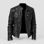 Men's Moto Jacket with Zip Detailing in Black — view 1