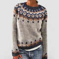 Women's Fair Isle Pattern Crew-Neck Jumper in Dark Grey — view 13