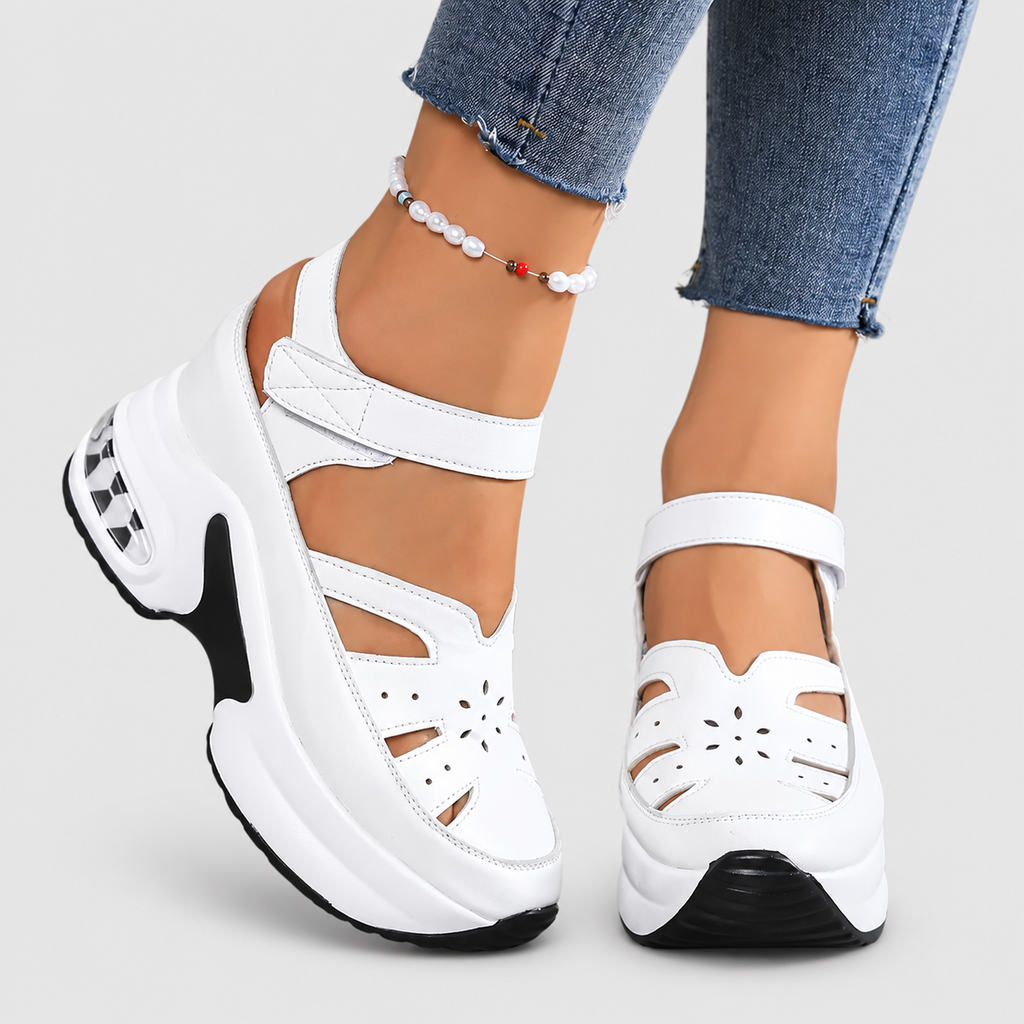 Women's Cut-Out Strap Shoes with Chunky Wedge Sole — view 3