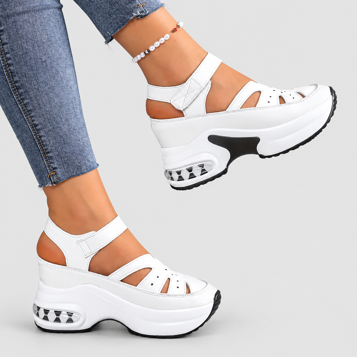 Women's Cut-Out Strap Shoes with Chunky Wedge Sole — view 4