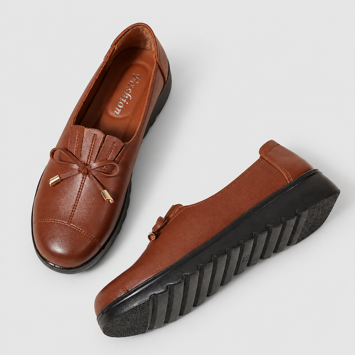 Women's Bow-Detail Slip-On Loafers with Ridged Sole — view 5