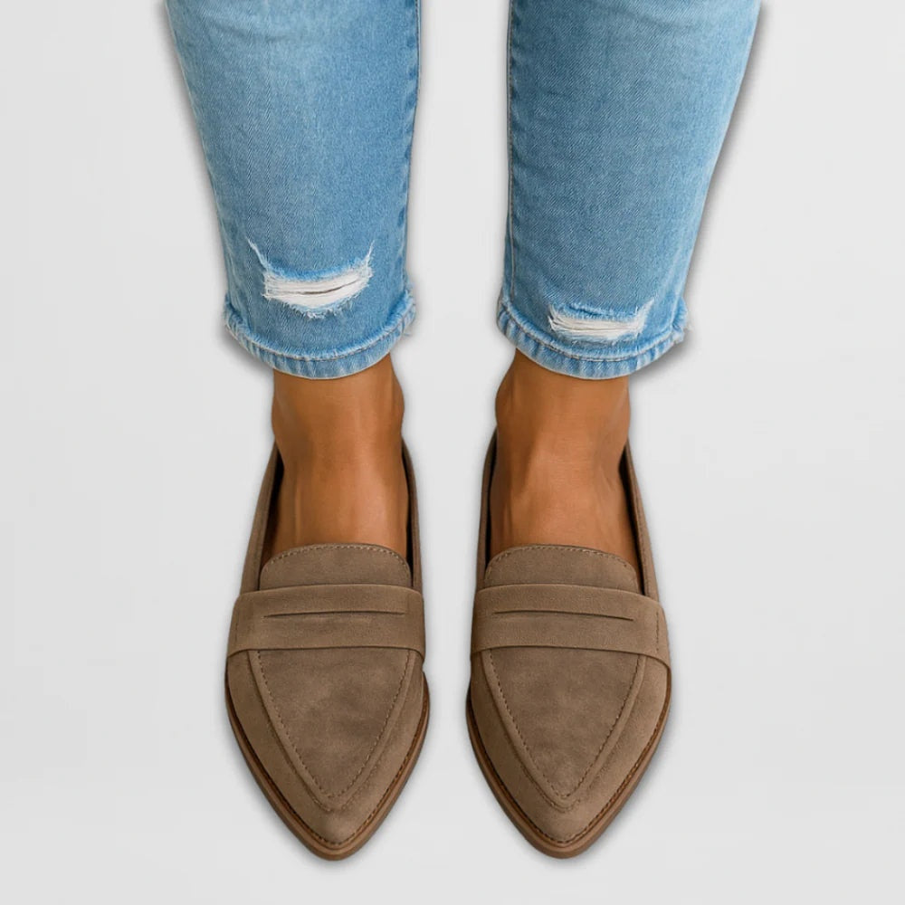 Gwenllian | Women's Pointed-Toe Loafers with a Classic Vamp Strap