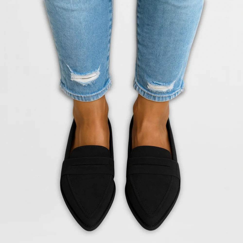 Gwenllian | Women's Pointed-Toe Loafers with a Classic Vamp Strap