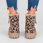 Women's Plush-Trim Faux Suede Ankle Boots with Chunky Sole — view 8