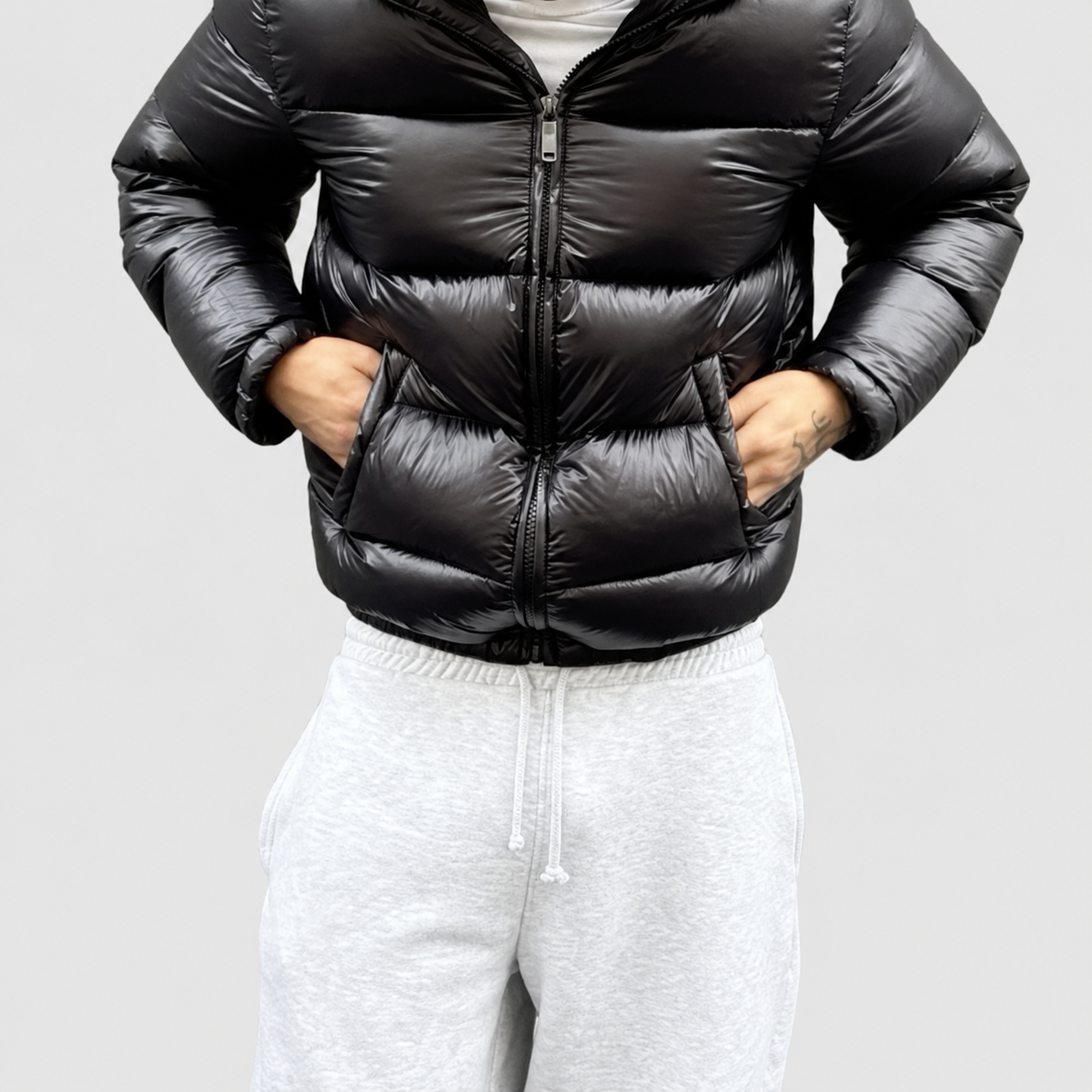 Men's Glossy Quilted Hooded Puffer Jacket — view 1