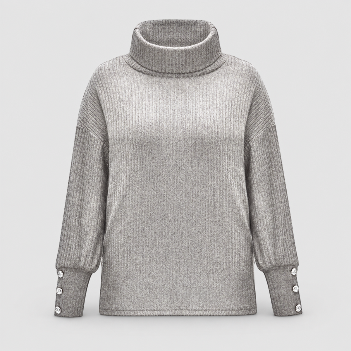 Women's Ribbed Cowl-Neck Jumper with Button Cuffs — view 5