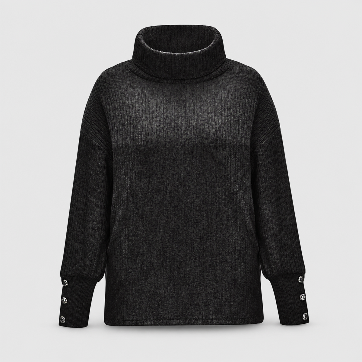 Women's Ribbed Cowl-Neck Jumper with Button Cuffs — view 6