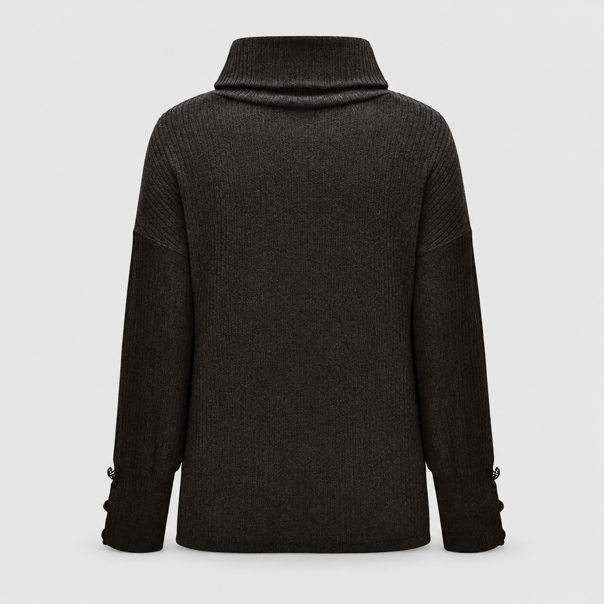 Women's Ribbed Cowl-Neck Jumper with Button Cuffs — view 7