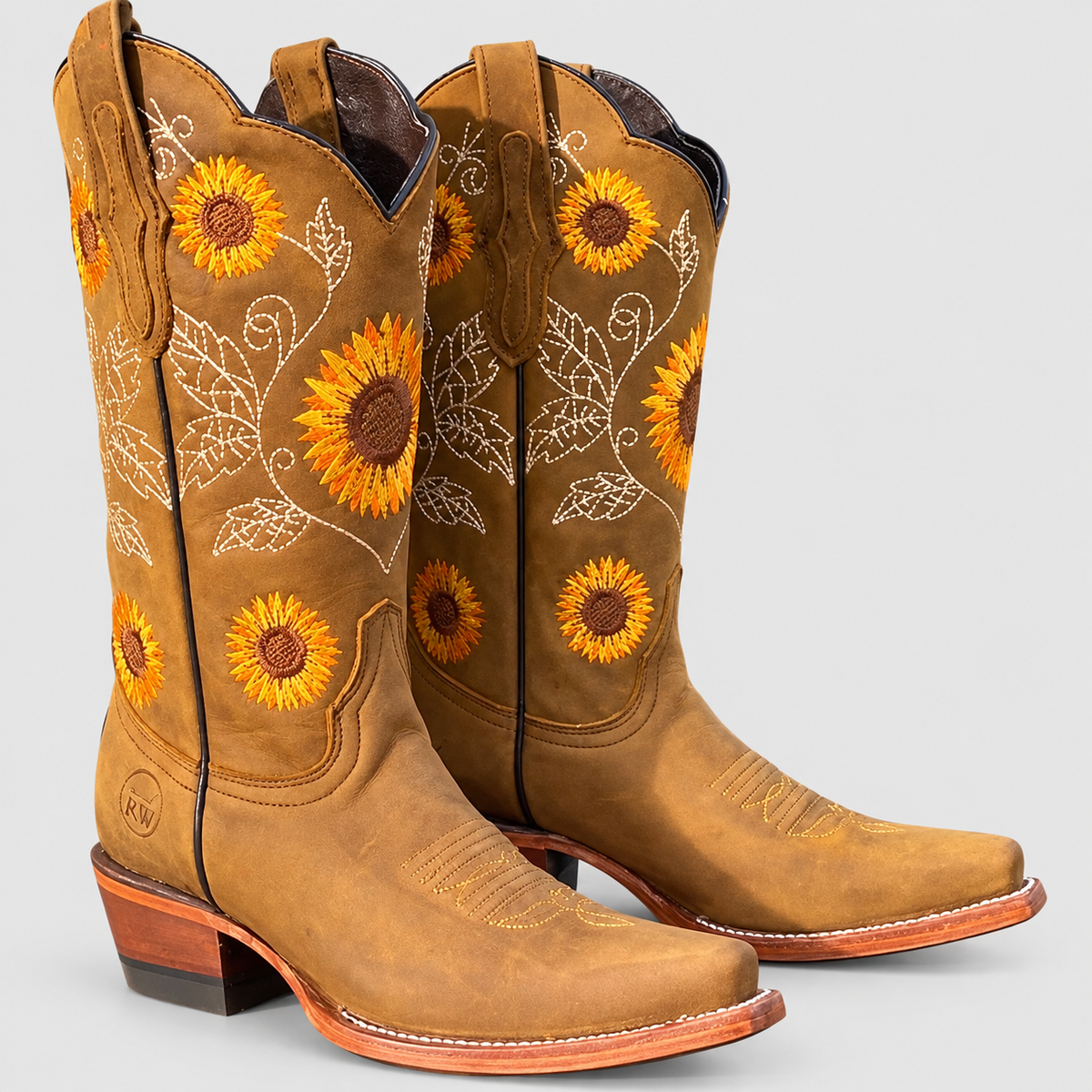Women's Sunflower-Embroidered Western Boots — view 1