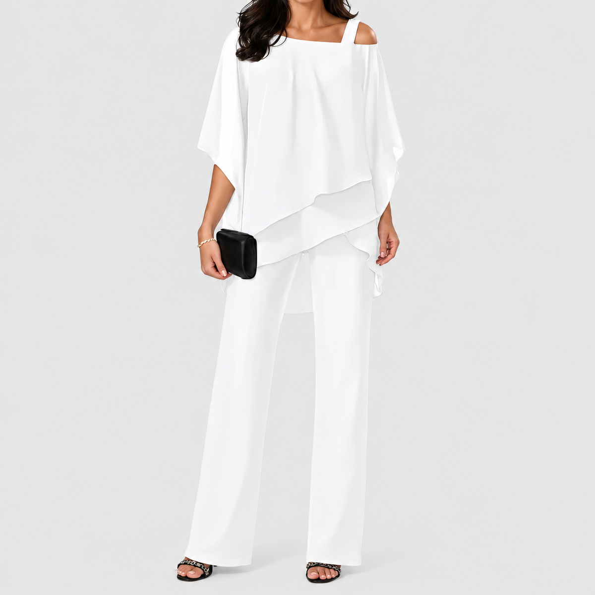 Women's Flowing Two-Piece Set in White — view 1