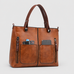 Women's Structured Tote Handbag with Front Pockets — view 4