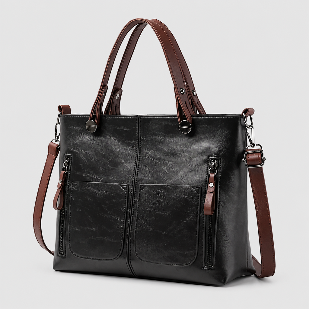 Women's Structured Tote Handbag with Front Pockets — view 6