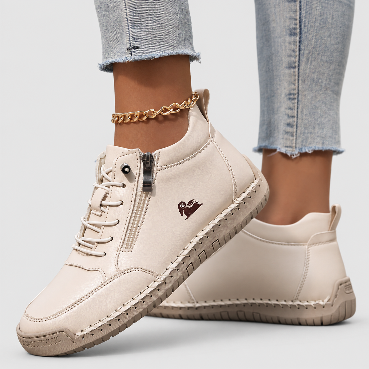 Women's Lace-Up Shoes with Side Zip in Pink — view 2