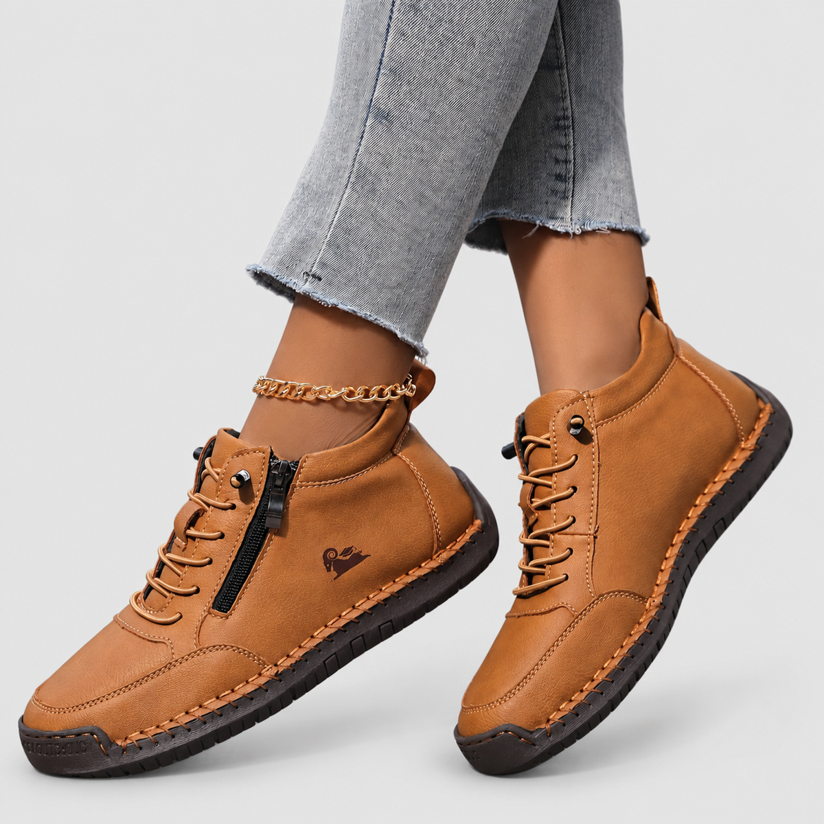 Women's Lace-Up Shoes with Side Zip — view 4