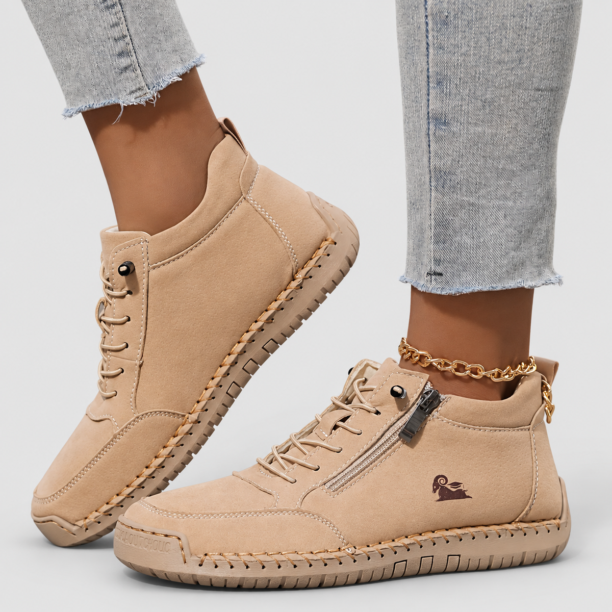 Women's Lace-Up Shoes with Side Zip — view 9