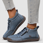 Women's Lace-Up Shoes with Side Zip in Blue — view 10