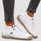 Women's Lace-Up Shoes with Side Zip in White — view 15