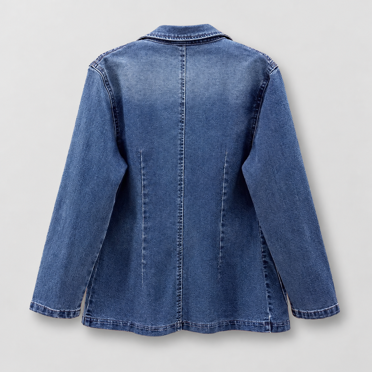Women's Denim Blazer Jacket with Patch Pockets — view 2