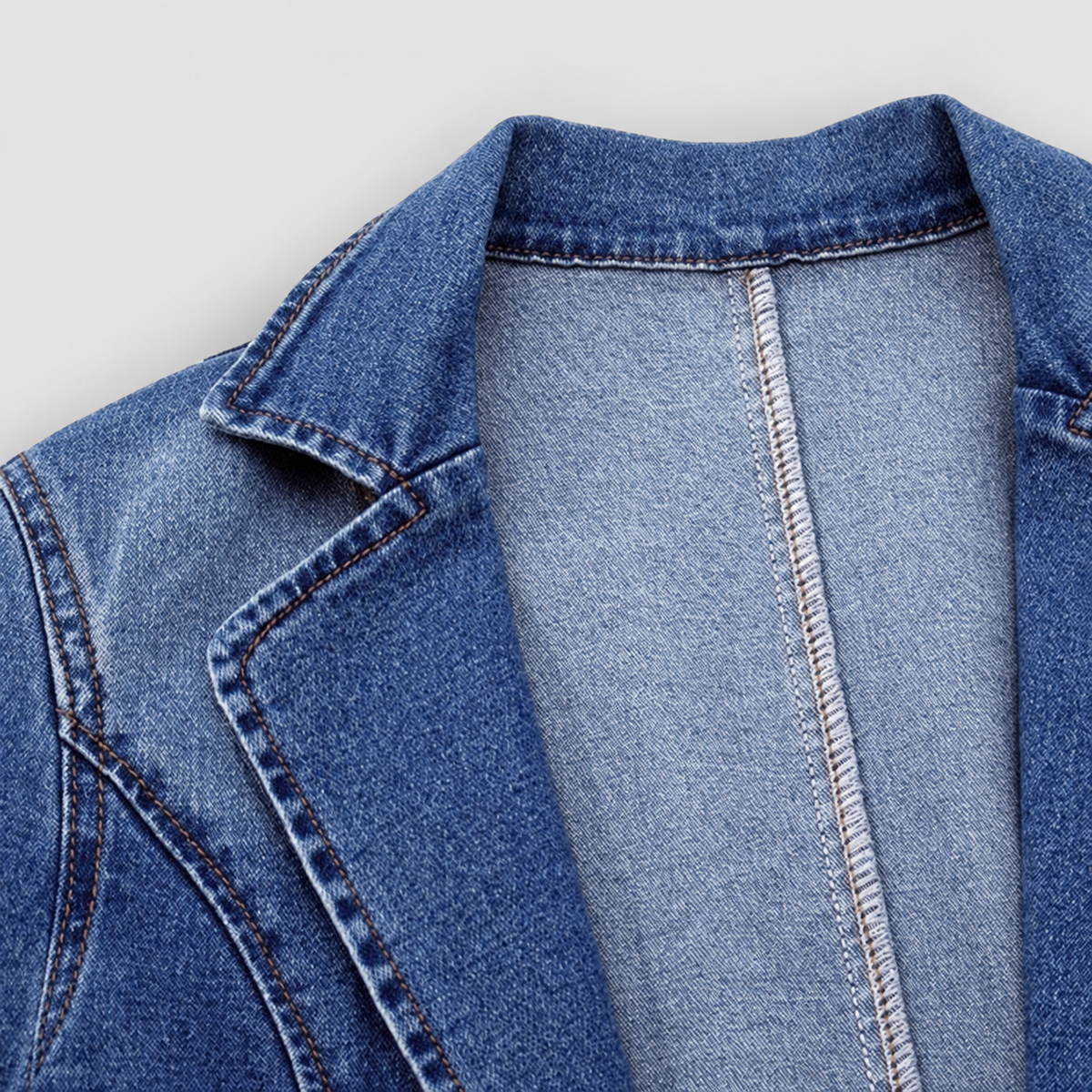 Women's Denim Blazer Jacket with Patch Pockets — view 3