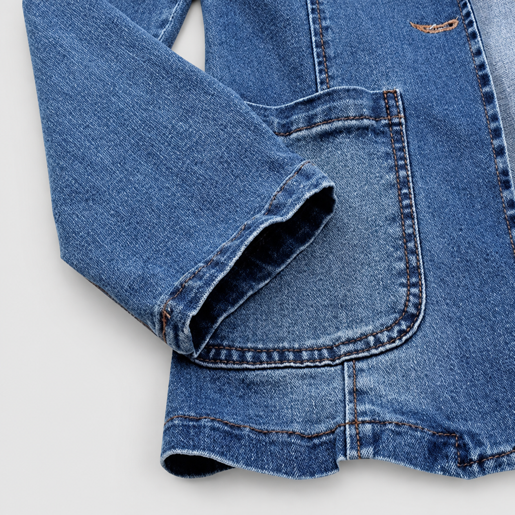Women's Denim Blazer Jacket with Patch Pockets — view 4