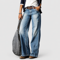 Women's Vintage-Wash Wide-Leg Jeans in Light Blue — view 1