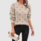 Women's Dotted Knit Crew-Neck Jumper with Long Sleeves — view 5