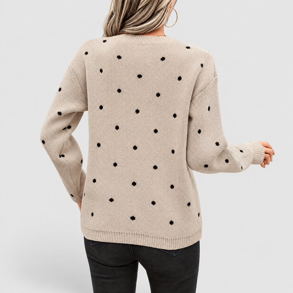 Women's Dotted Knit Crew-Neck Jumper with Long Sleeves — view 8
