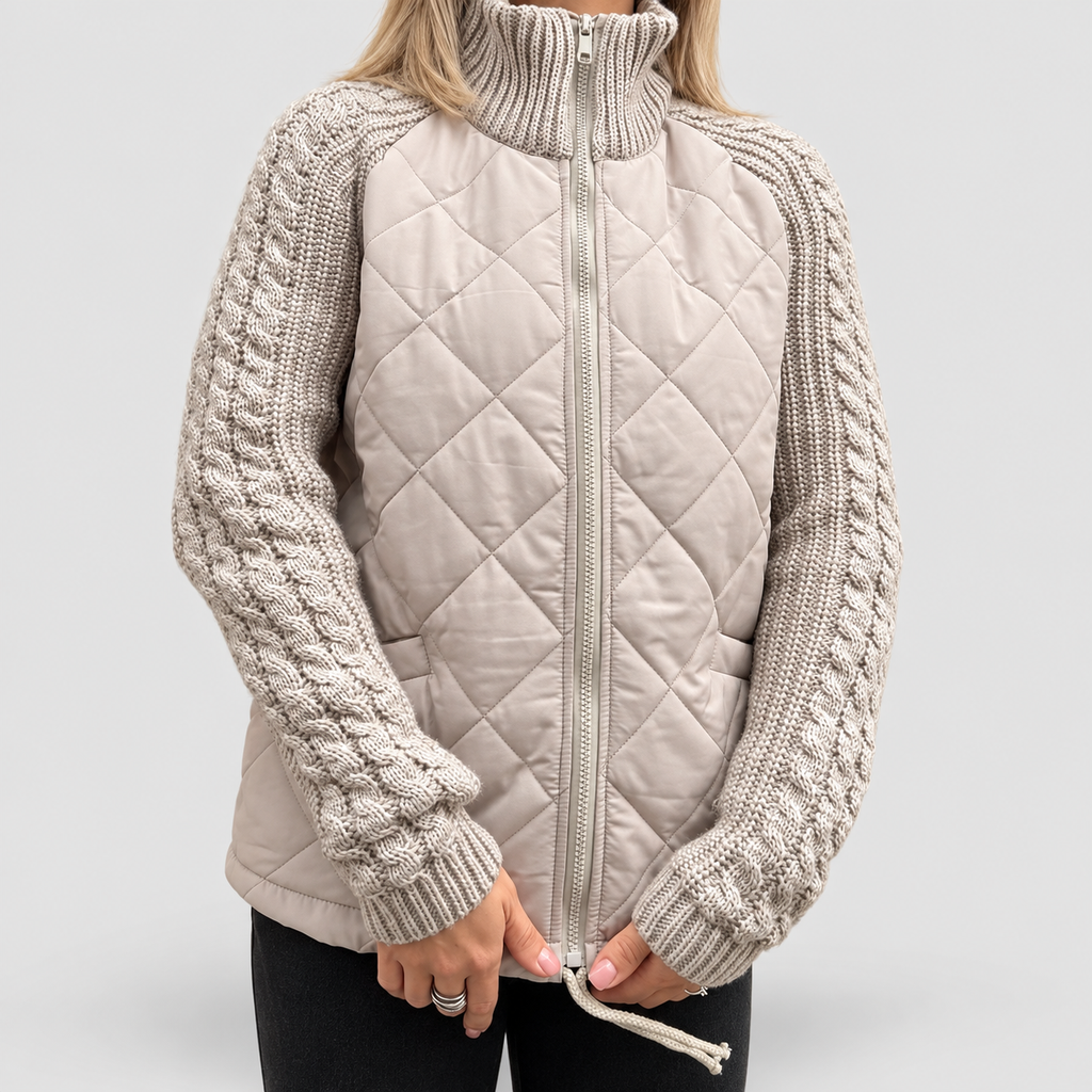 Women's Quilted Fleece Jacket with Knit Sleeves — view 6