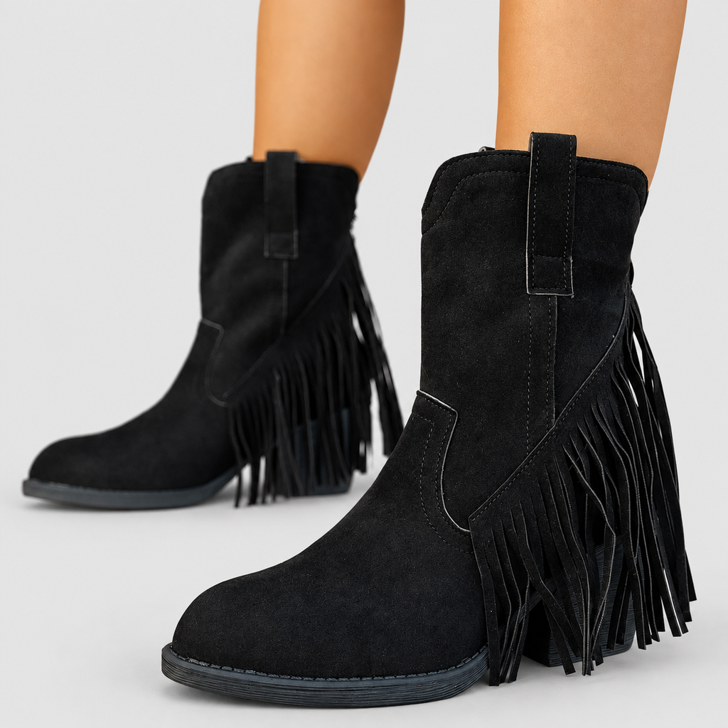 Women's Fringed Faux Suede Western Cowboy Boots — view 5