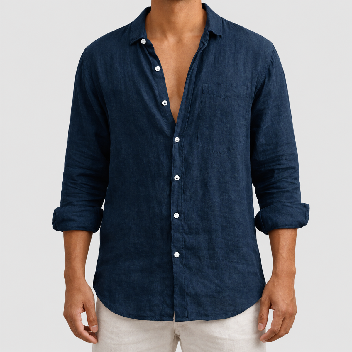 Men's Long-Sleeve Cotton Shirt with Classic Collar — view 2