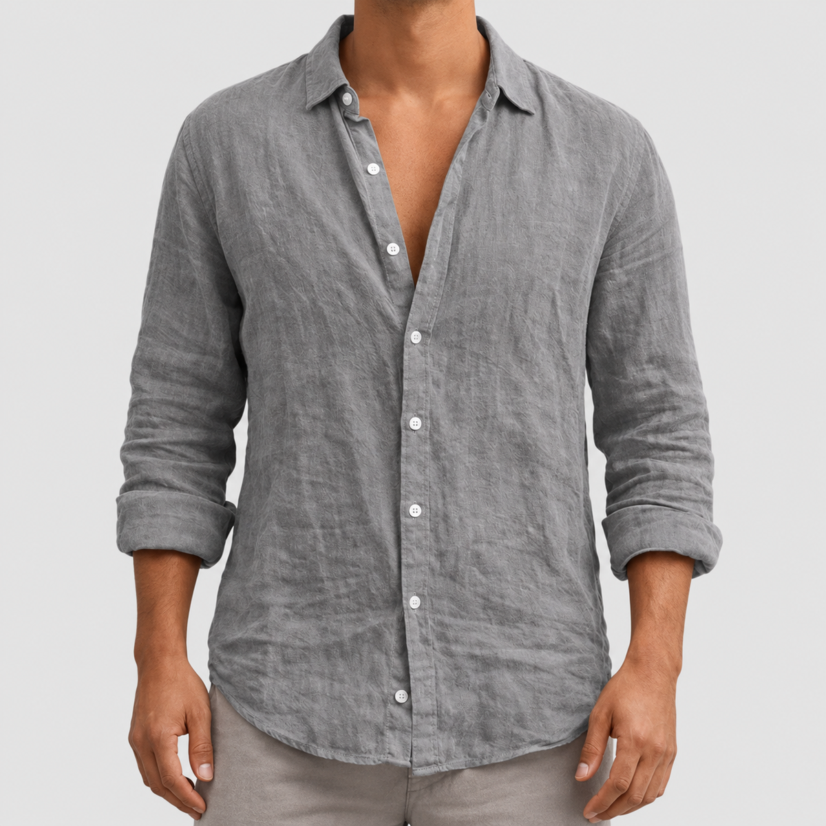 Men's Long-Sleeve Cotton Shirt with Classic Collar — view 5