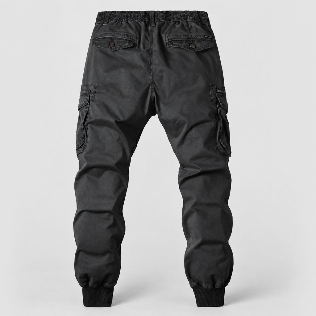 Men's Elasticated-Waist Cuffed Cargo Trousers — view 1