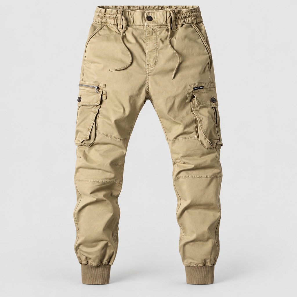 Men's Elasticated-Waist Cuffed Cargo Trousers — view 2