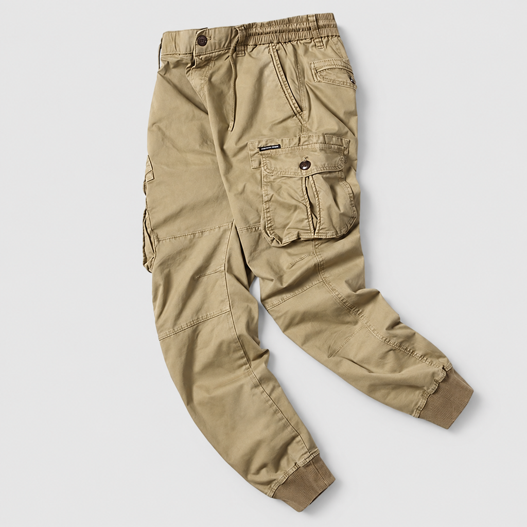 Men's Elasticated-Waist Cuffed Cargo Trousers — view 3