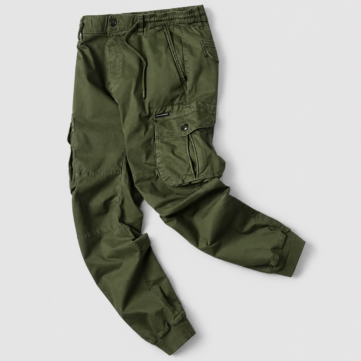 Men's Elasticated-Waist Cuffed Cargo Trousers — view 4