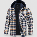 Men's Check Flannel Hooded Jacket in Grey — view 1